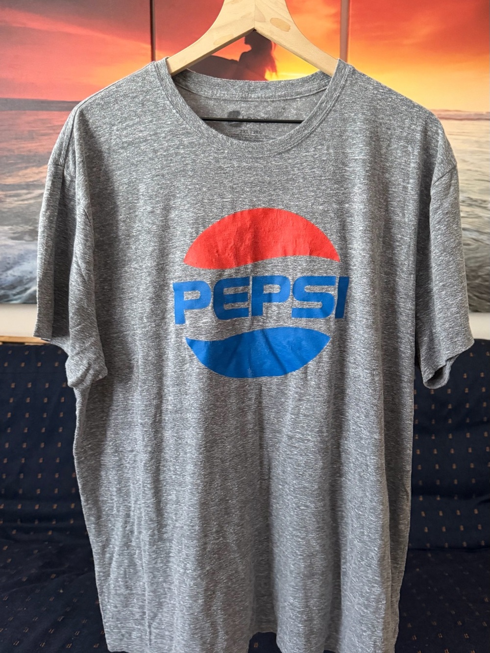 Pepsi Gray Tee with Red & Blue Logo - Women's Short Sleeve Top